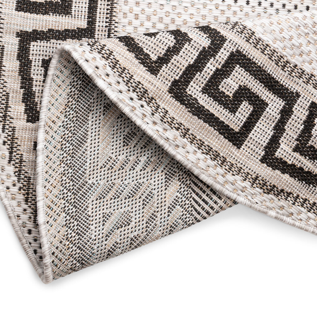 Covor Melissa Rotund Gri Negru ZigZag Indoor Outdoor