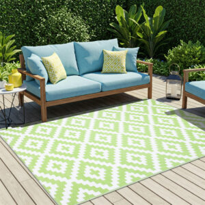 Covor Ibiza Outdoor reversibil impermeabil verde alb