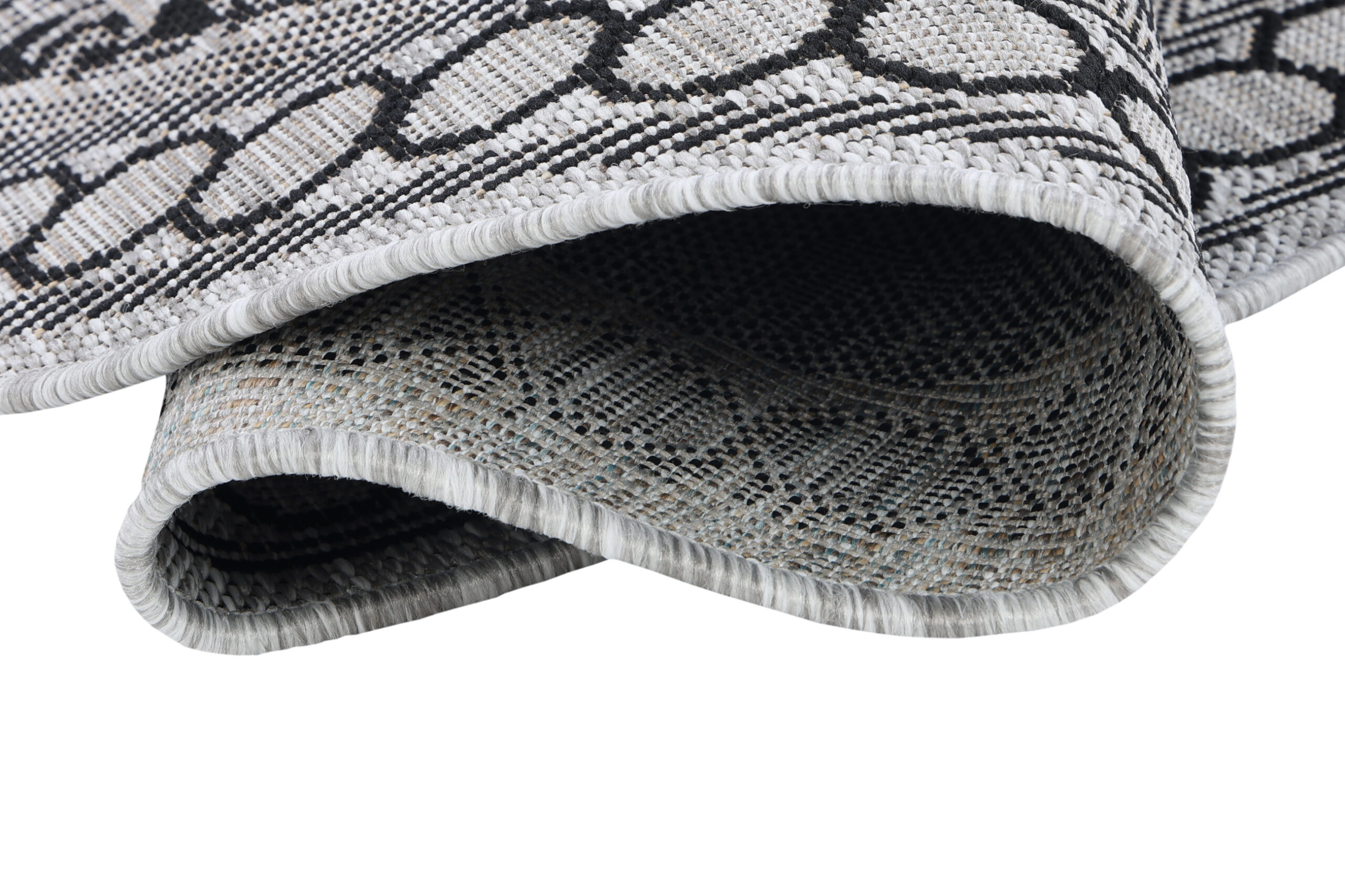 Covor Melissa Rotund Gri Negru Mozaic Indoor Outdoor