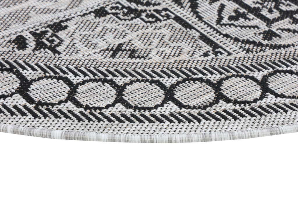 Covor Melissa Rotund Gri Negru Mozaic Indoor Outdoor