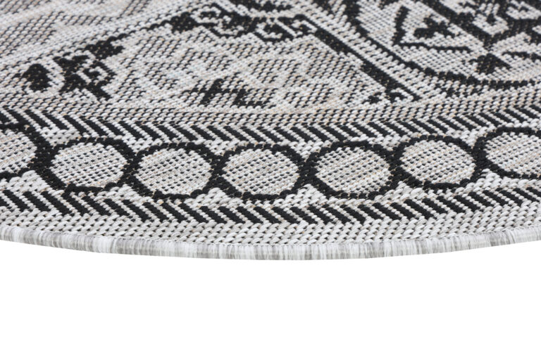Covor Melissa Rotund Gri Negru Mozaic Indoor Outdoor