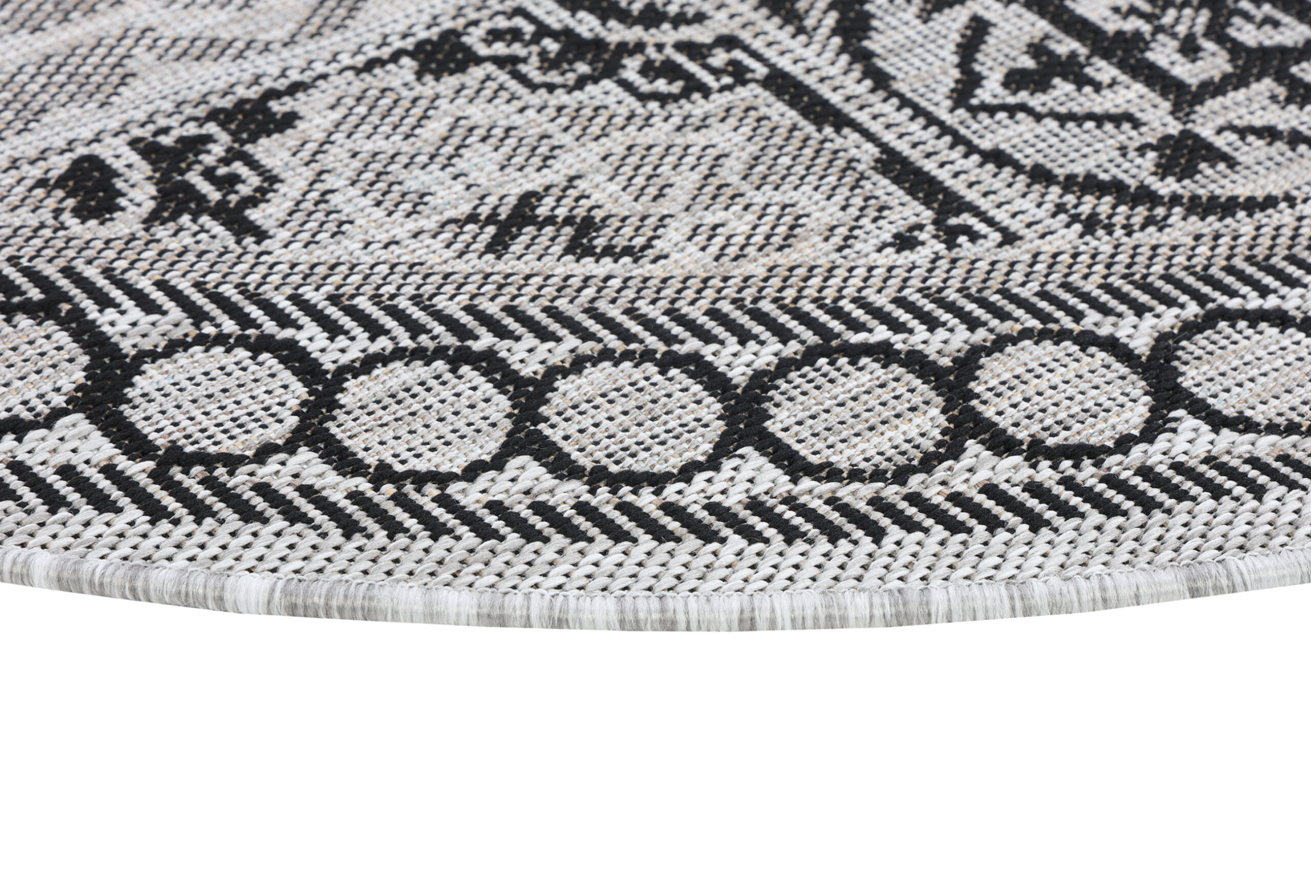 Covor Melissa Rotund Gri Negru Mozaic Indoor Outdoor