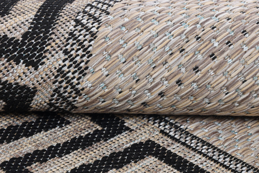 Covor Melissa Rotund Maro Negru ZigZag Indoor Outdoor