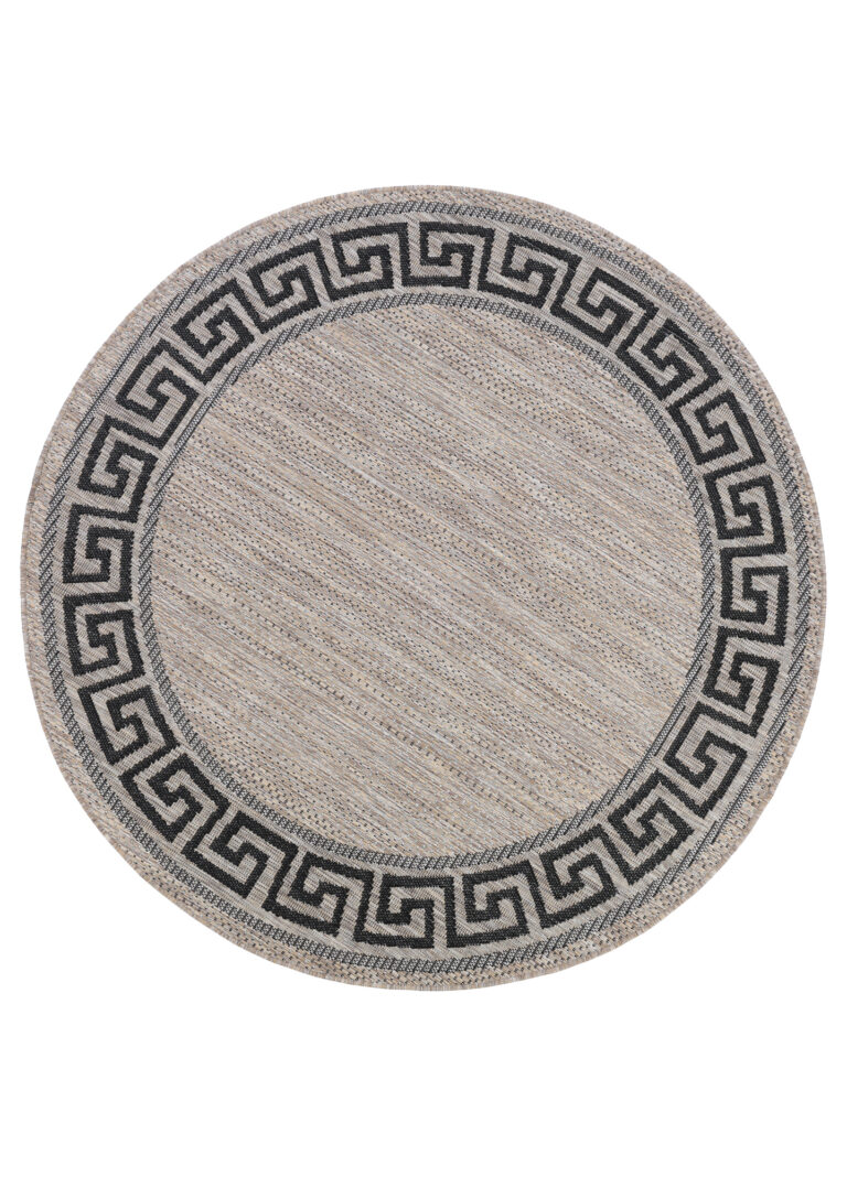 Covor Melissa Rotund Maro Negru ZigZag Indoor Outdoor