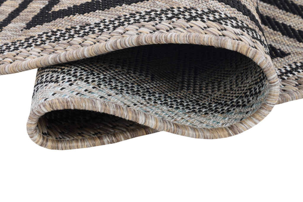 Covor Melissa Rotund Maro Negru ZigZag Indoor Outdoor