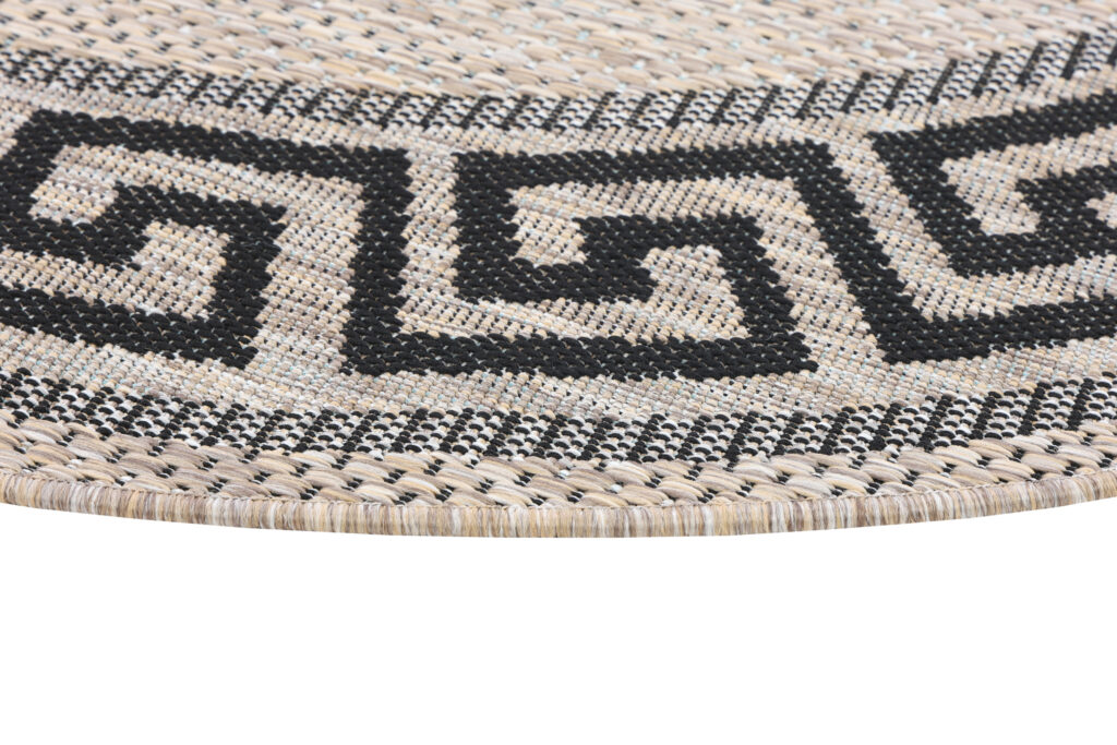 Covor Melissa Rotund Maro Negru ZigZag Indoor Outdoor