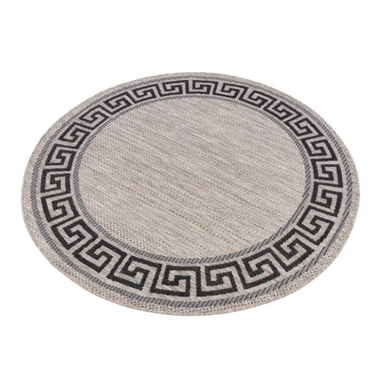 Covor Melissa Rotund Maro Negru ZigZag Indoor Outdoor