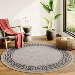 Covor Melissa Rotund Maro Negru ZigZag Indoor Outdoor