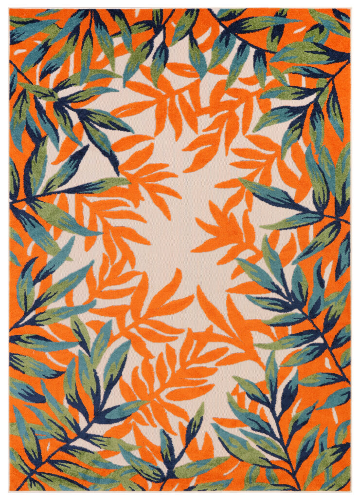 Covor Exterior Patio Multicolor Motiv Frunze