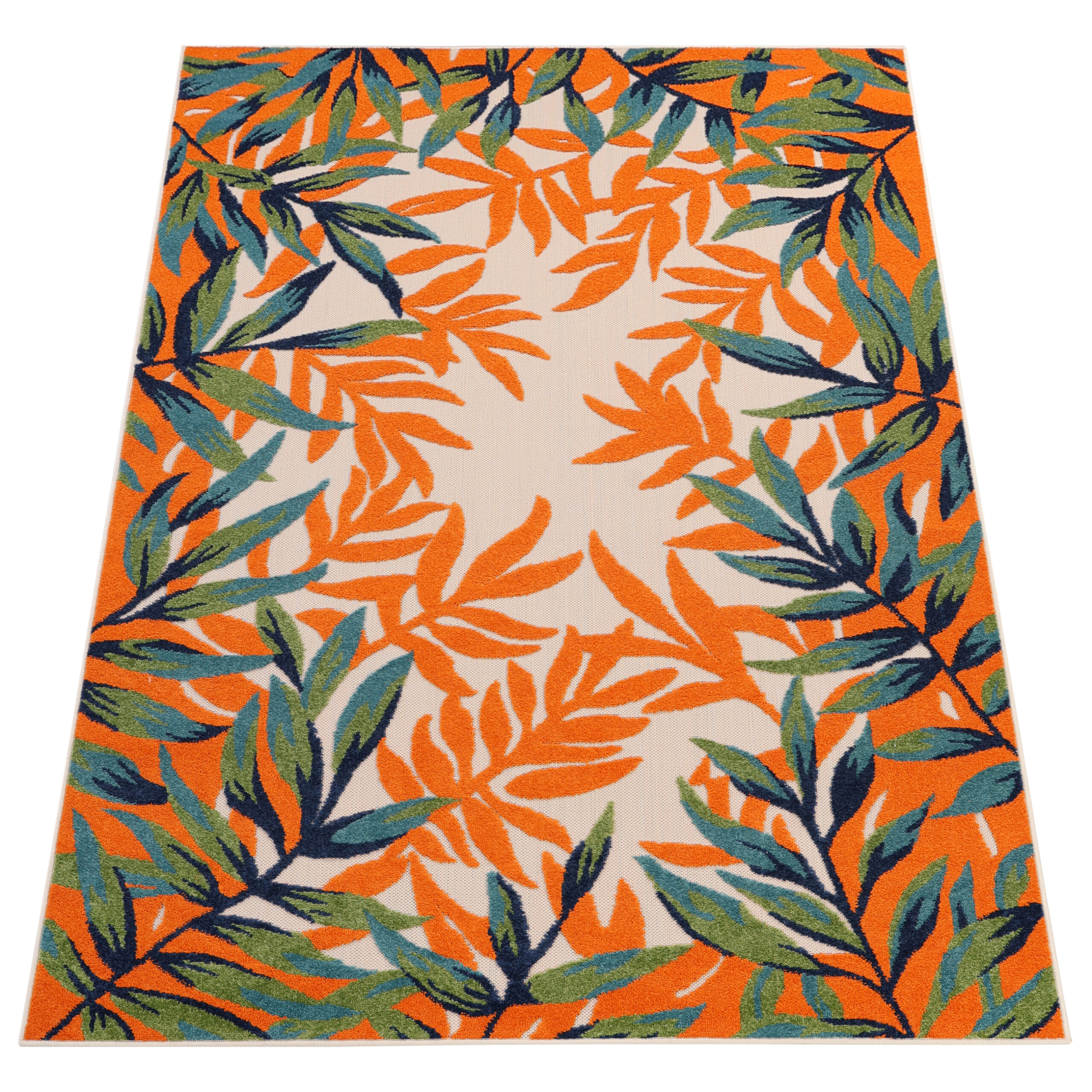 Covor Exterior Patio Multicolor Motiv Frunze