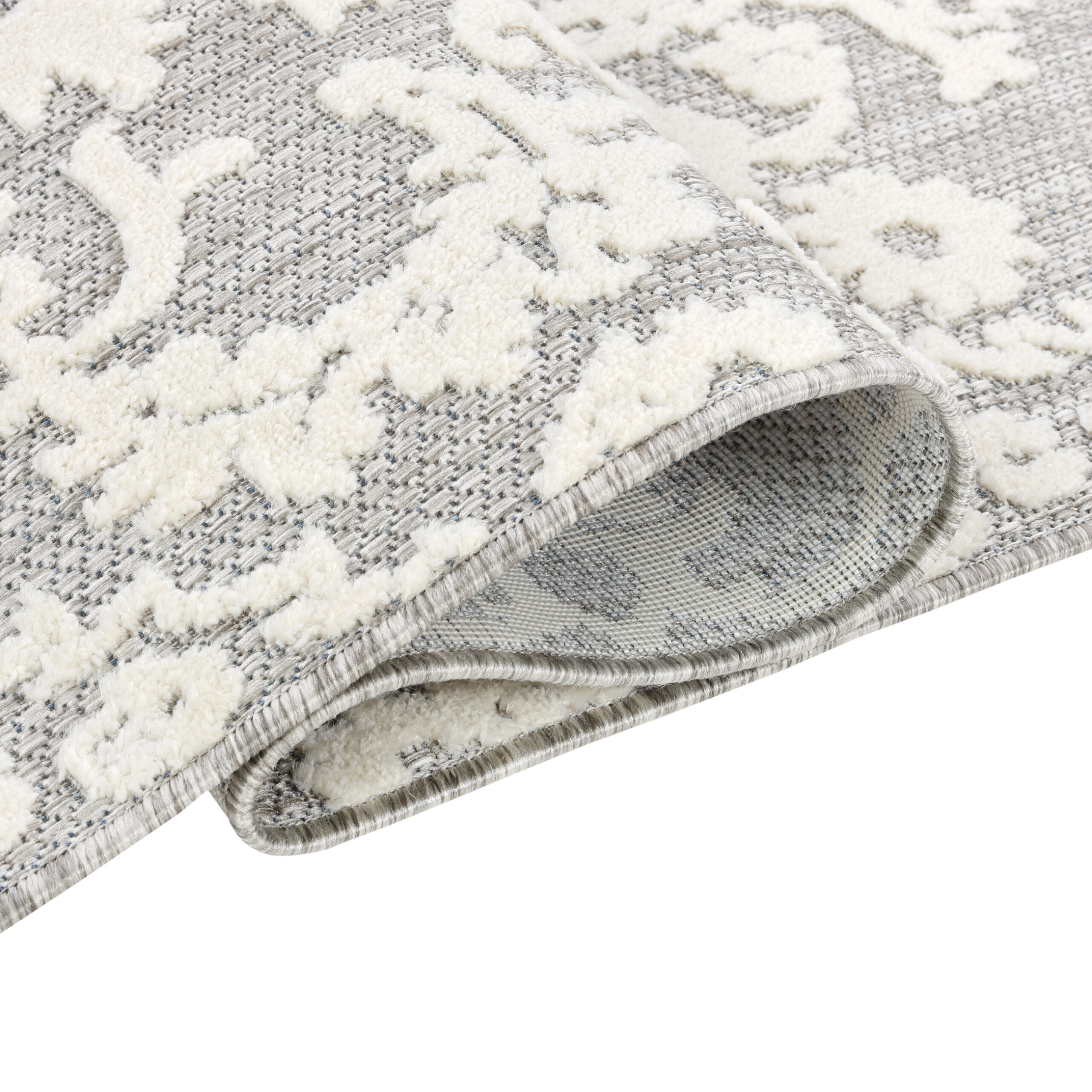 Covor Exterior Patio Gri Crem Ornamente