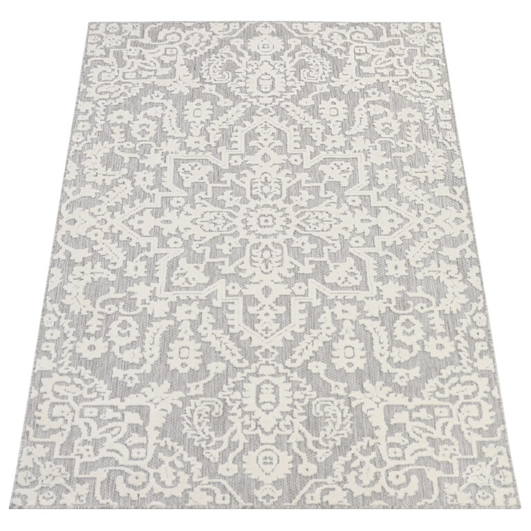 Covor Exterior Patio Gri Crem Ornamente
