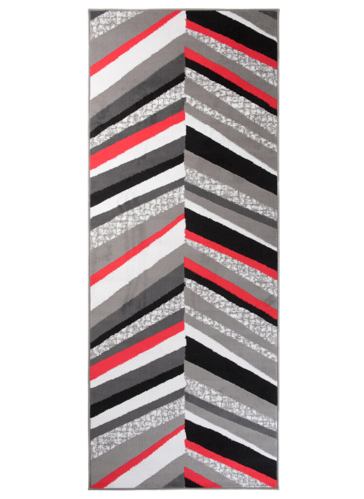 Covor Traversă Maya Gri Roșu Geometric Linii