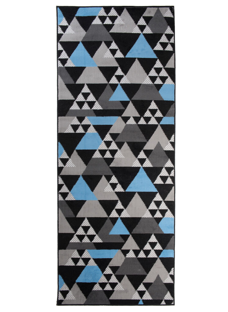 Covor Traversă Maya Gri Albastru Geometric Triunghiuri