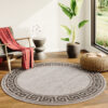 Covor Melissa Rotund Gri Negru ZigZag Indoor Outdoor