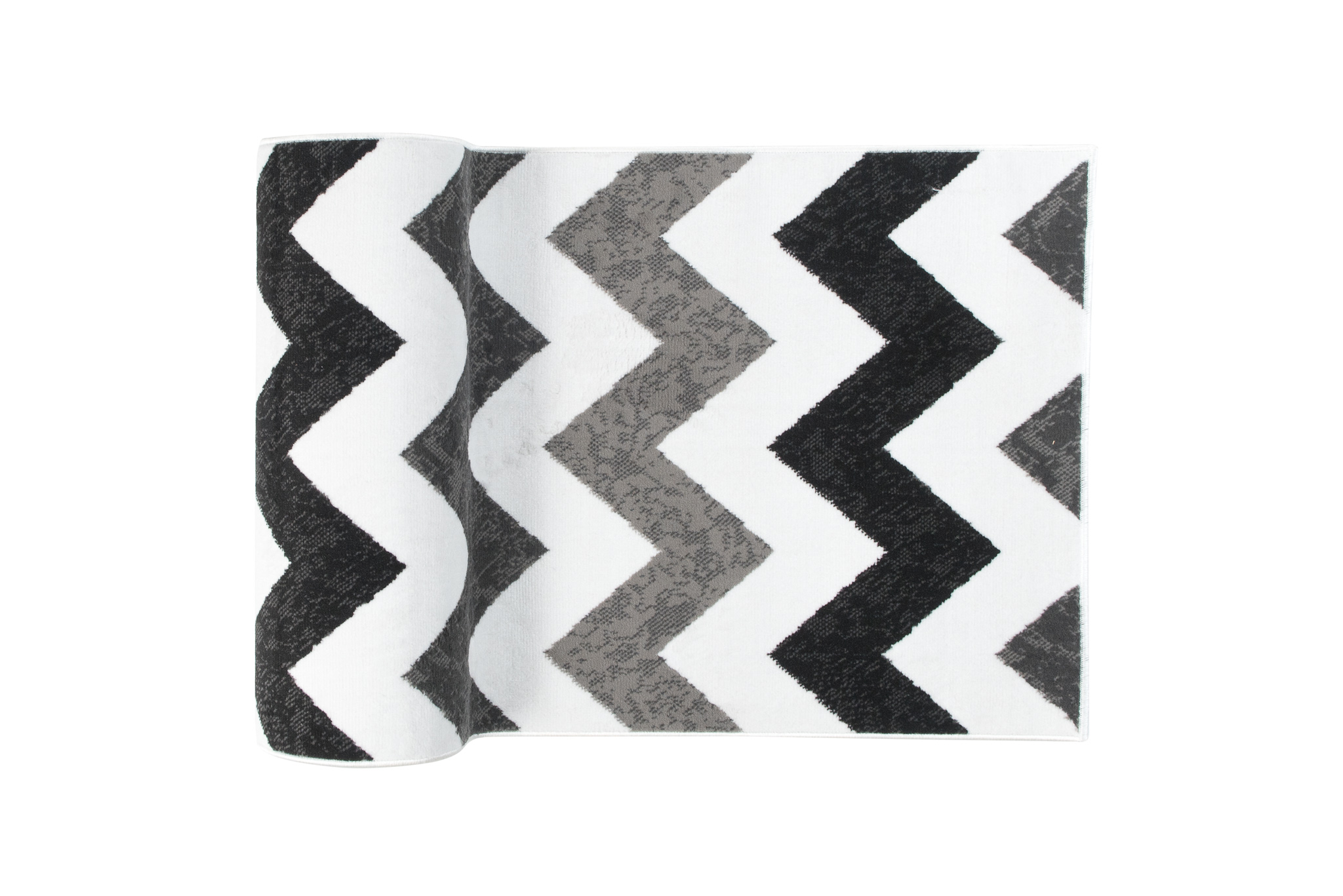 Covor Traversă Maya Gri Negru Geometric ZigZag