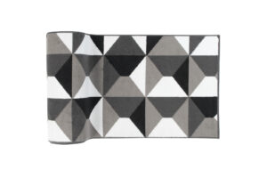 Covor Traversă Maya Gri Negru Geometric Pătrate