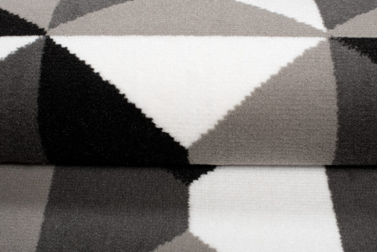 Covor Traversă Maya Gri Negru Geometric Pătrate