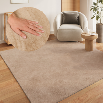 Covor Lumi Pătrat Bej Antiderapant