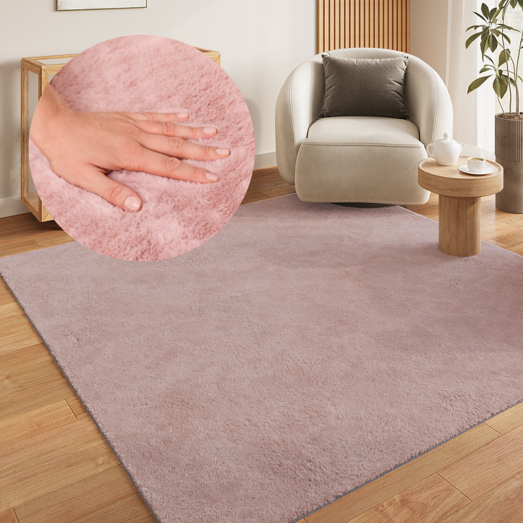 Covor Lumi Pătrat Roz Antiderapant