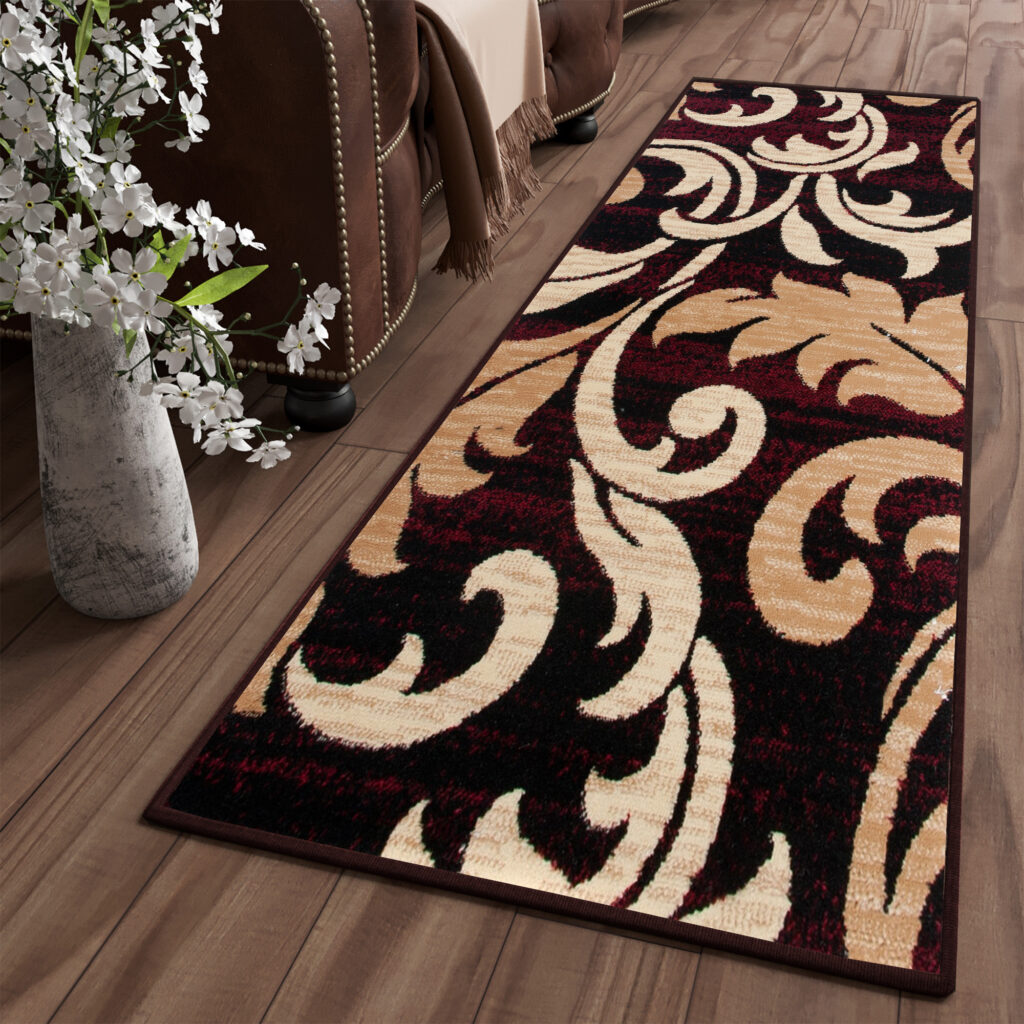 Covor Traversă Dream Bordo Crem Ornamente Frunze