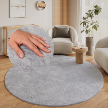 Covor Lumi Rotund Gri Deschis Antiderapant