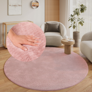 Covor Lumi Rotund Roz Antiderapant