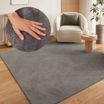 Covor Lumi Pătrat Gri Închis Antiderapant