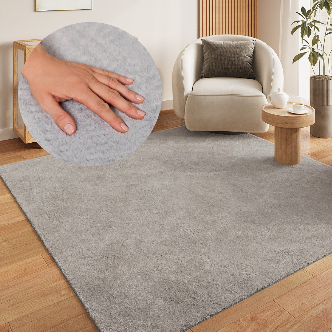 Covor Lumi Pătrat Gri Deschis Antiderapant