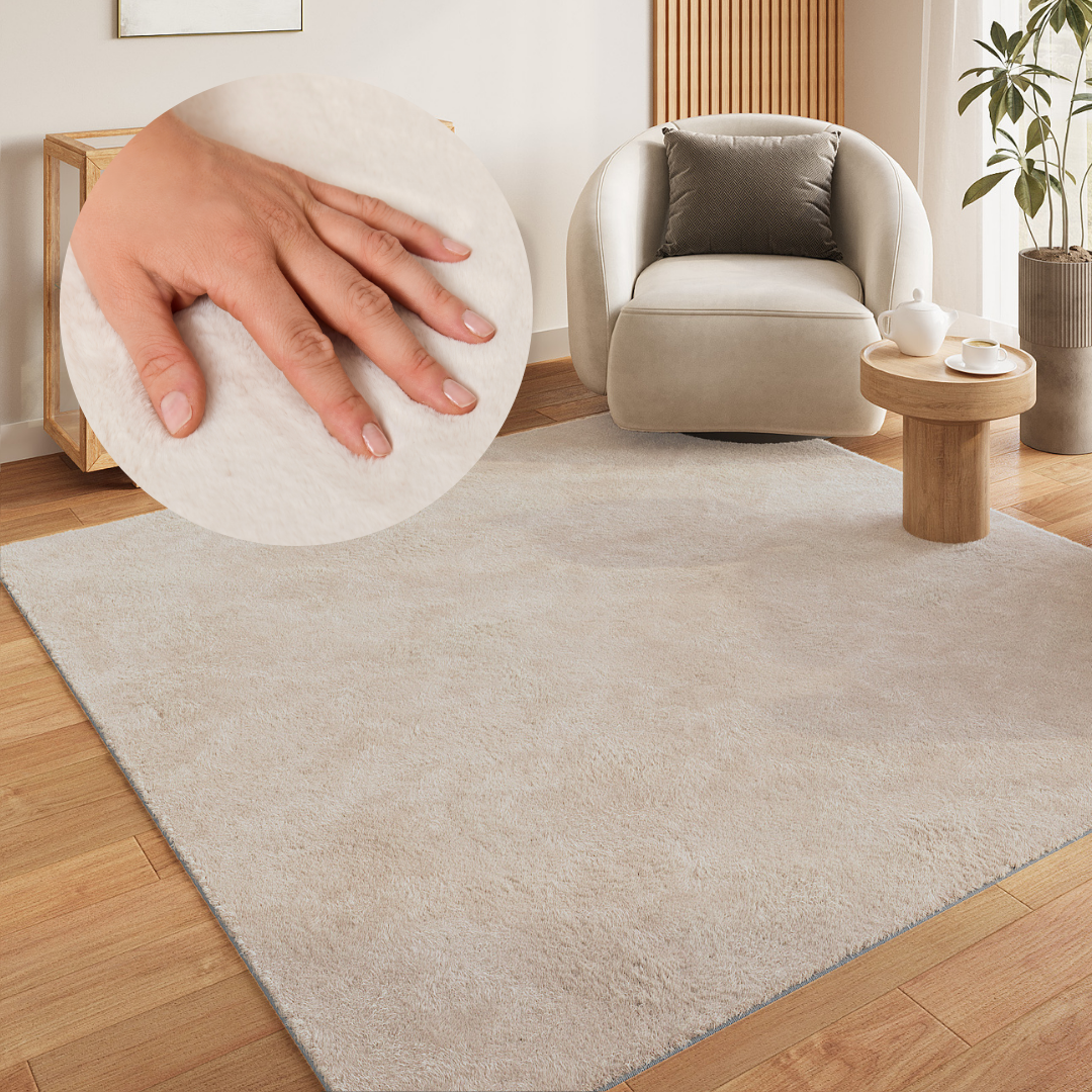 Covor Lumi Pătrat Crem Antiderapant