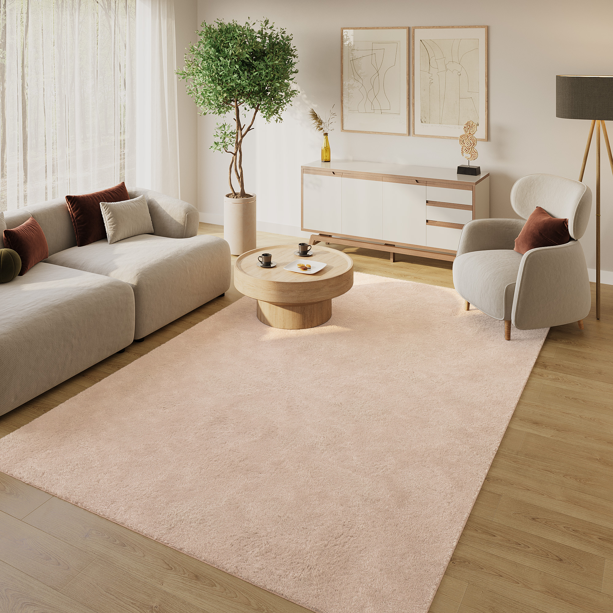 Covor Lumi Bej Antiderapant