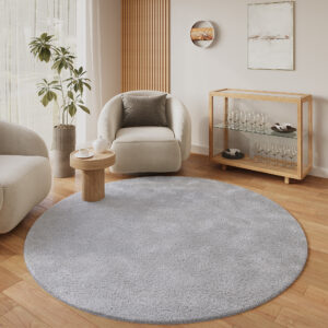 Covor Lumi Rotund Gri Deschis Antiderapant