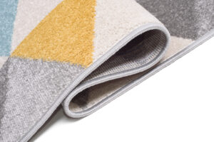 Covor Traversă Lazur Gri Galben Turcoaz Triunghiuri