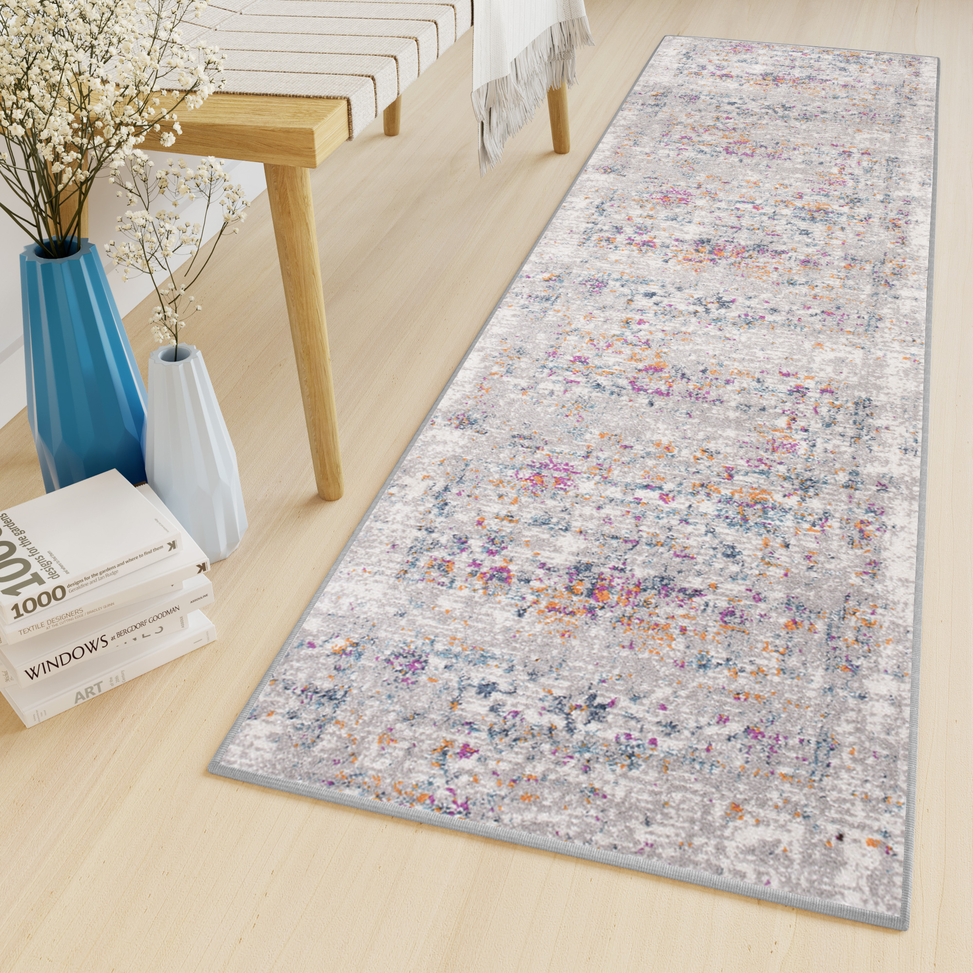 Covor Traversă Lazur Gri Multicolor Vintage