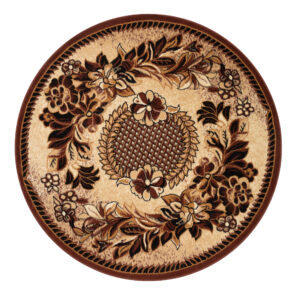 Covor Atlas Rotund Bej și Maro Motiv Floral