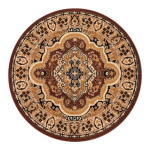 Covor Atlas Rotund Clasic cu Ornament Bej și Maro