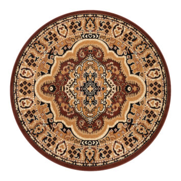 Covor Atlas Rotund Clasic cu Ornament Bej și Maro