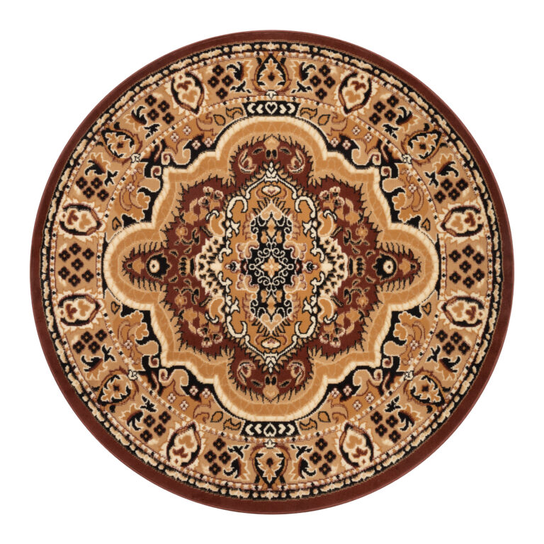 Covor Atlas Rotund Clasic cu Ornament Bej și Maro