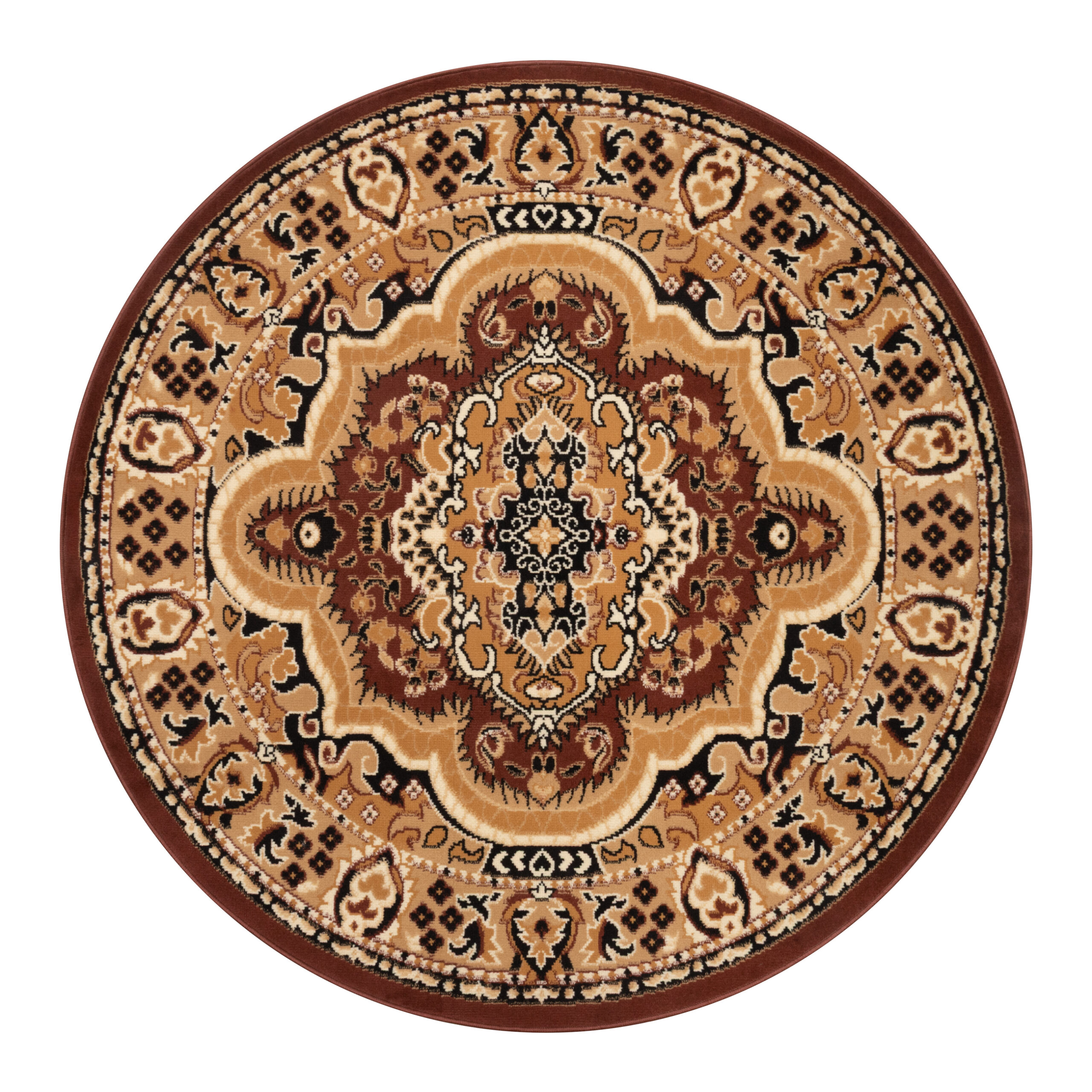 Covor Atlas Rotund Clasic cu Ornament Bej și Maro