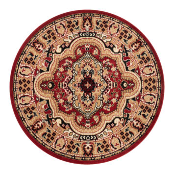 Covor Atlas Rotund cu Ornament Bej și Roșu