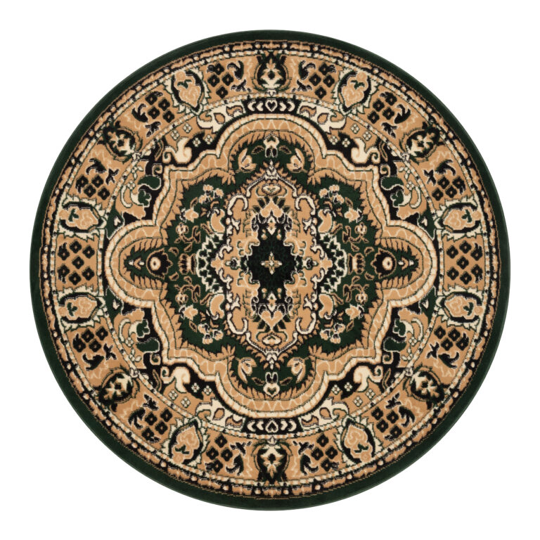 Covor Atlas Rotund Clasic cu Ornament Bej și Verde