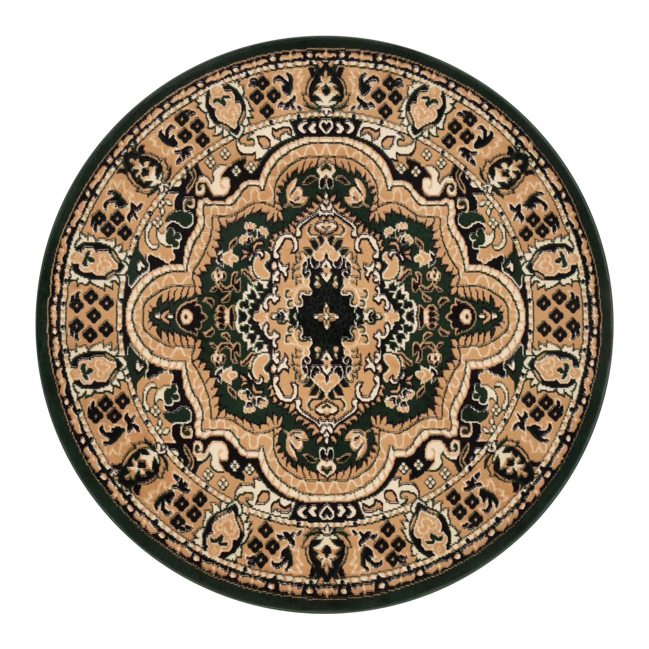 Covor Atlas Rotund Clasic cu Ornament Bej și Verde