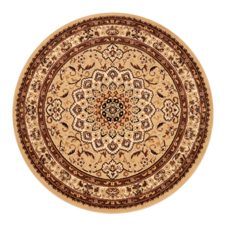 Covor Atlas Rotund cu Ornament Bej Deschis