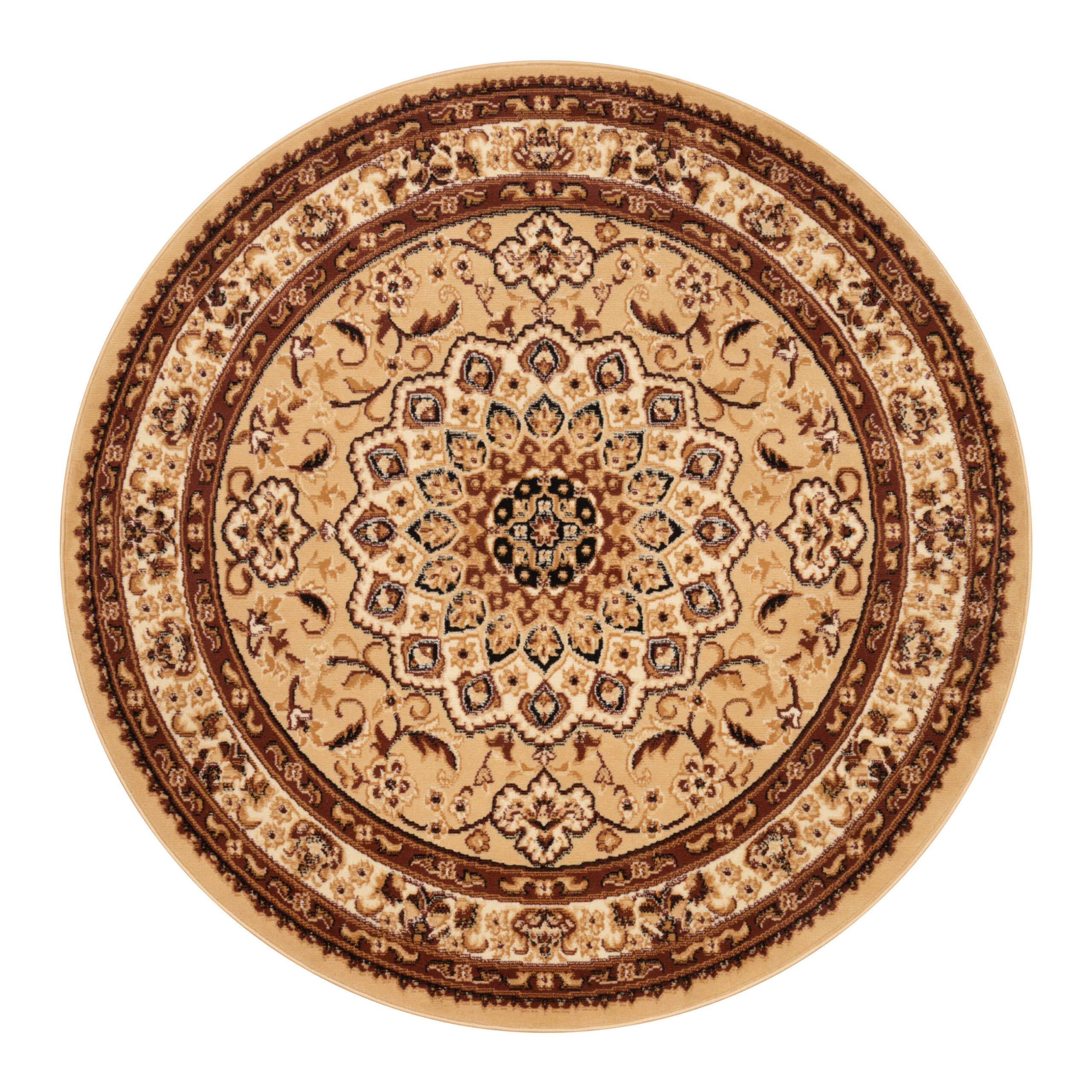 Covor Atlas Rotund cu Ornament Bej Deschis