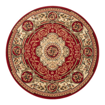 Covor Atlas Rotund Clasic cu Ornament Roșu și Bej