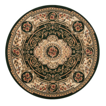 Covor Atlas Rotund Clasic cu Ornament Verde și Bej