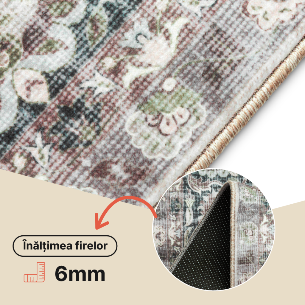 Covor Ispahan Gri Verde Motiv Floral