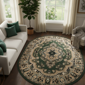 Covor Atlas Oval Clasic Ornament Bej Verde