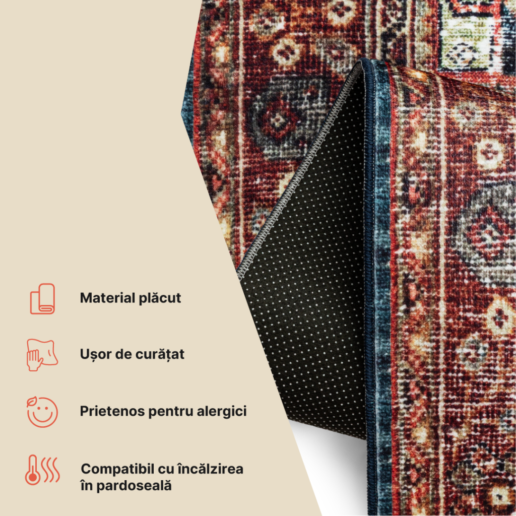 Covor Ispahan Vișiniu Bleumarin Vintage