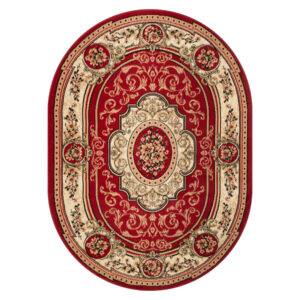 Covor Atlas Oval Clasic Ornament Roșu Bej